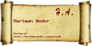 Hartman Andor névjegykártya